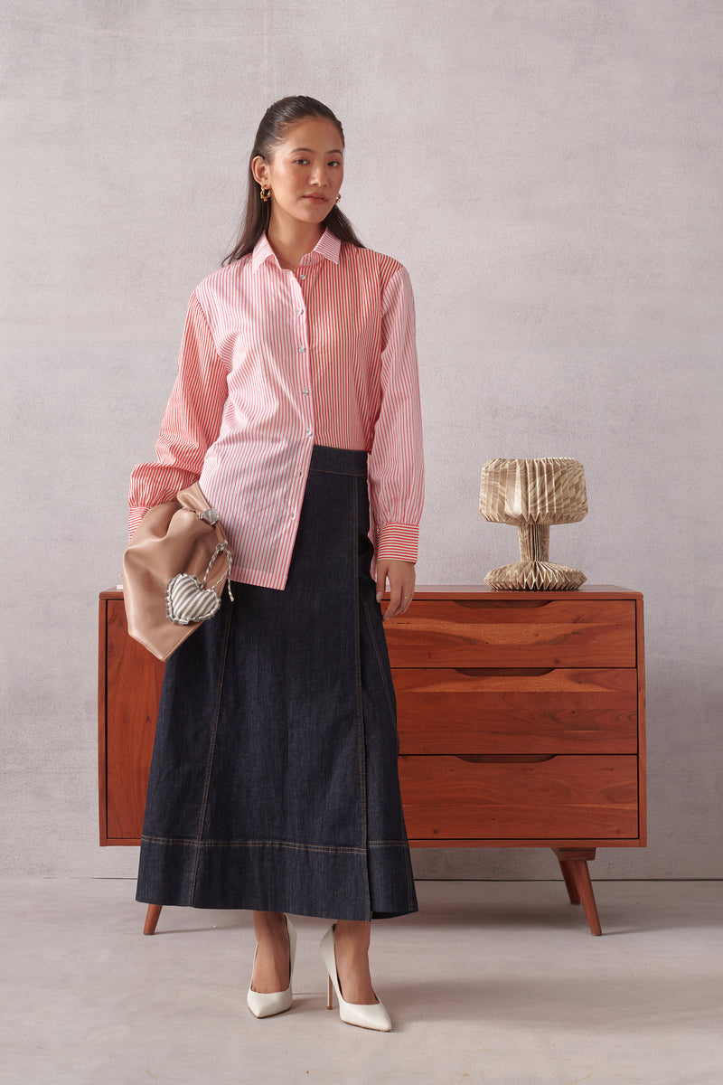 Elio Coral Pink Striped Everyday Shirt