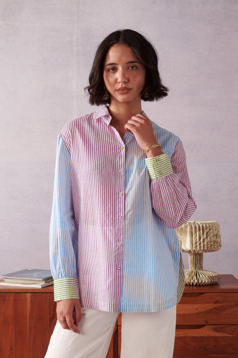 Elio Blue Pink Striped Everyday Shirt