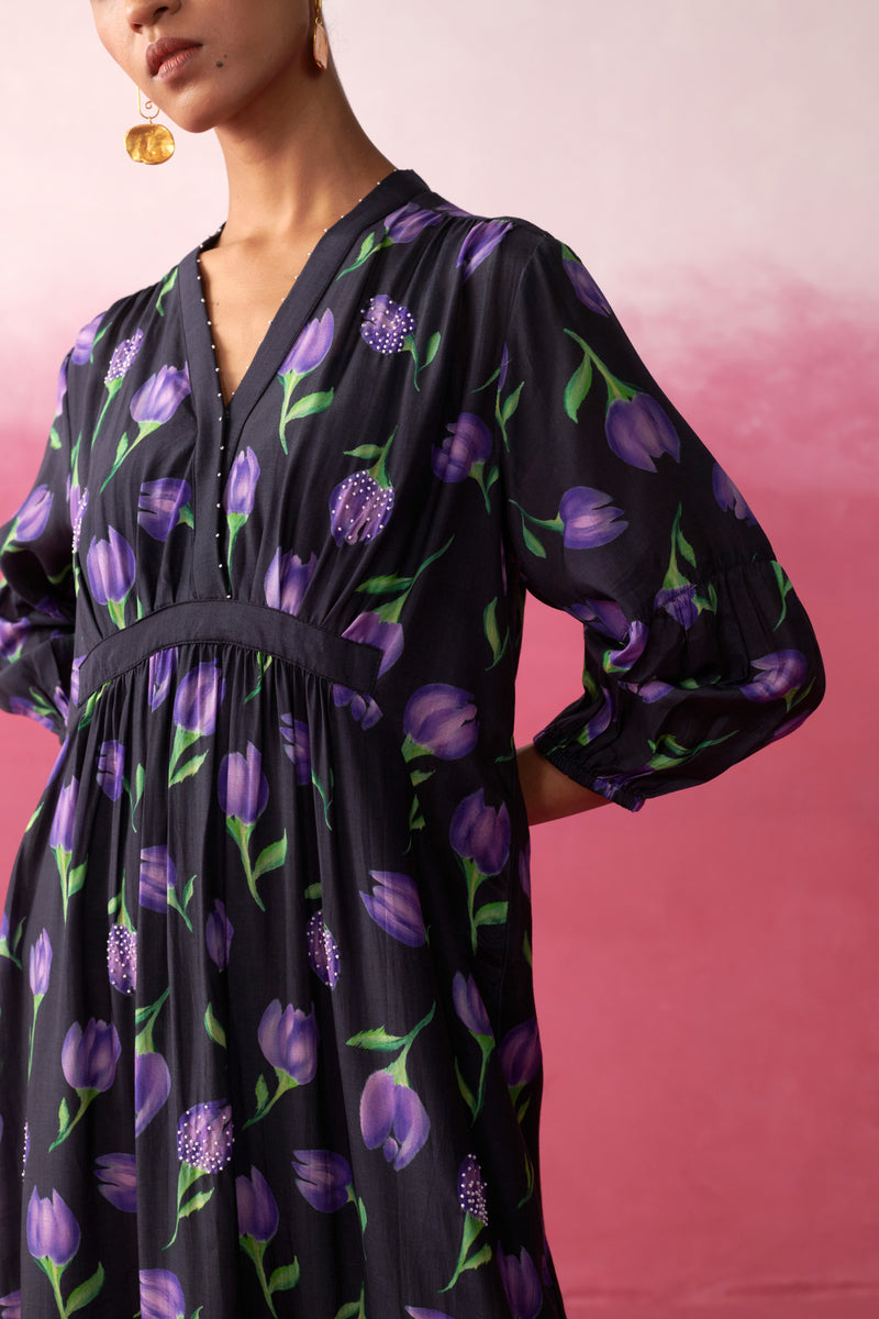 purple tulip dress Purple Burnout Tulip Sleeve Dress Custom