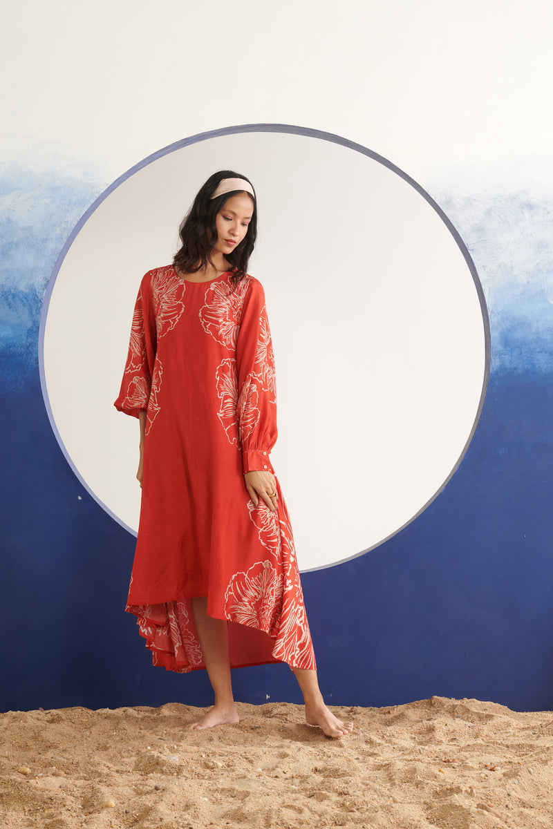 Celeste Coral High-Low Dress