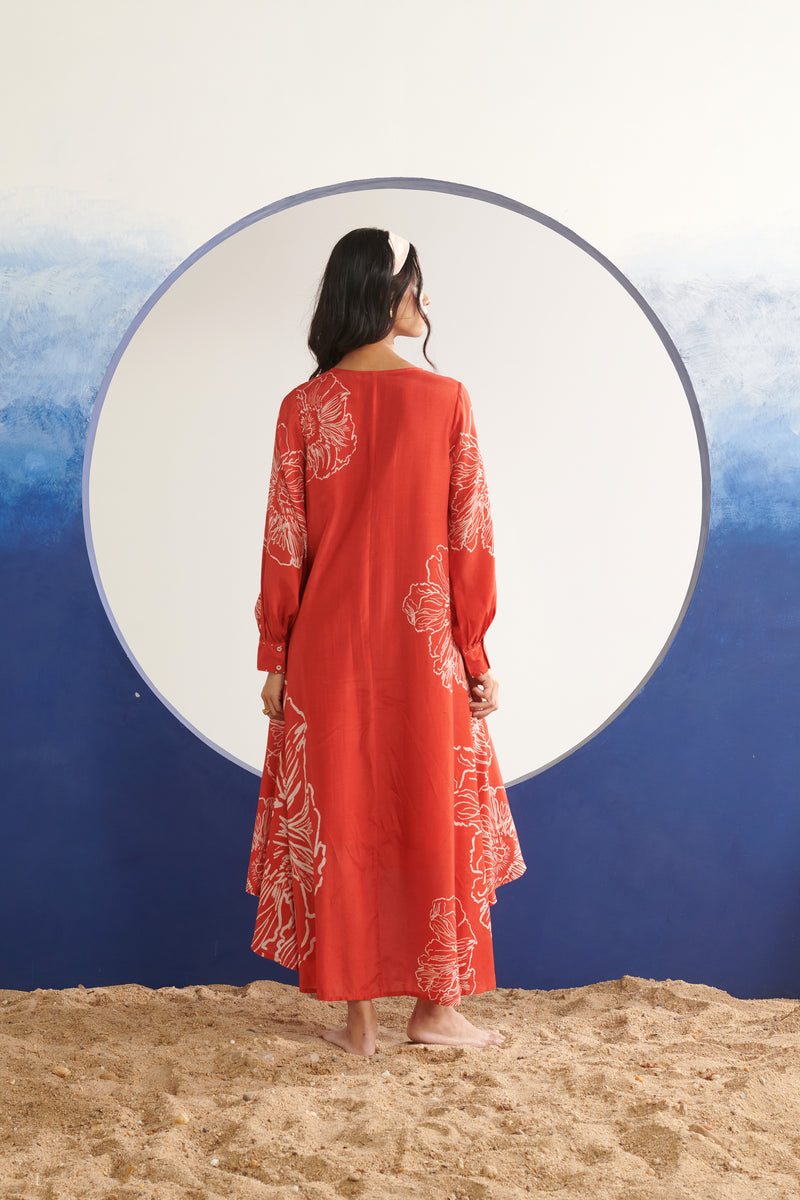 Celeste Coral High-Low Dress