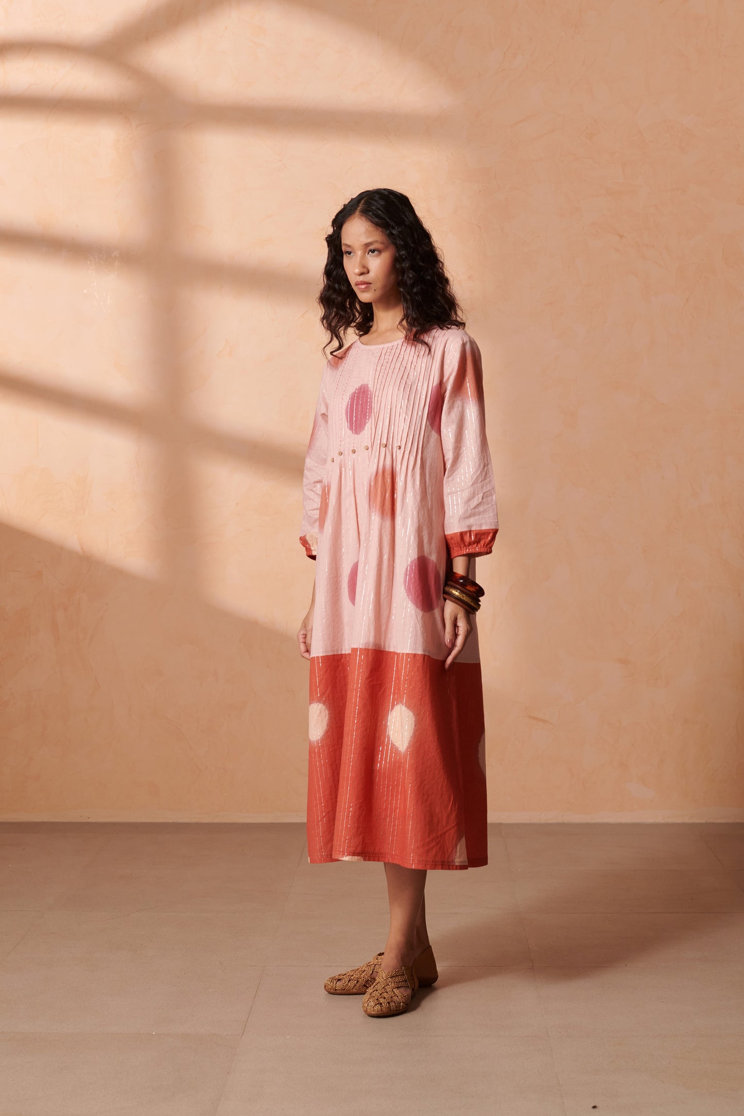 Eclat Blush & Terracotta Lurex Dress