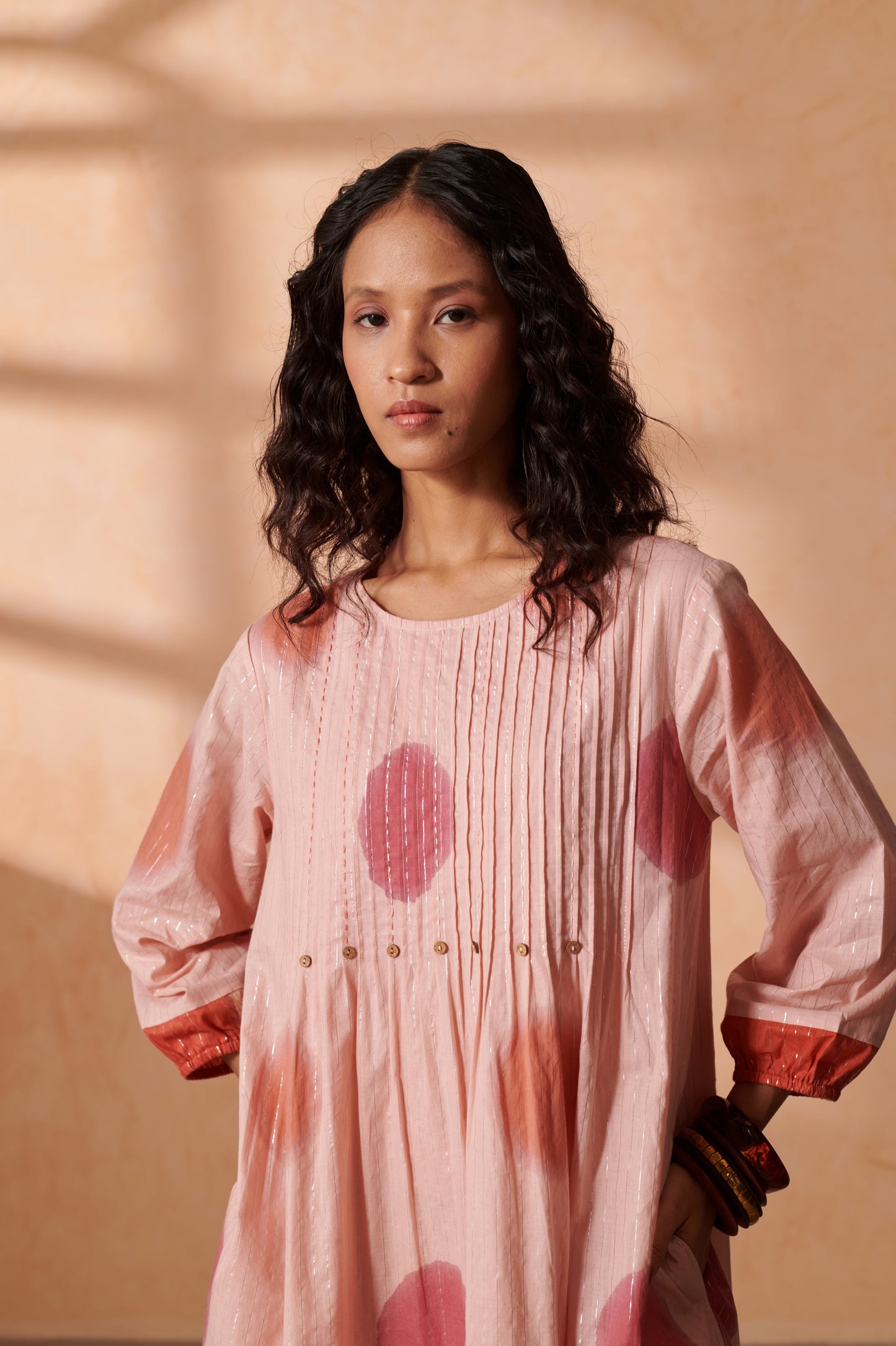 Eclat Blush & Terracotta Lurex Dress