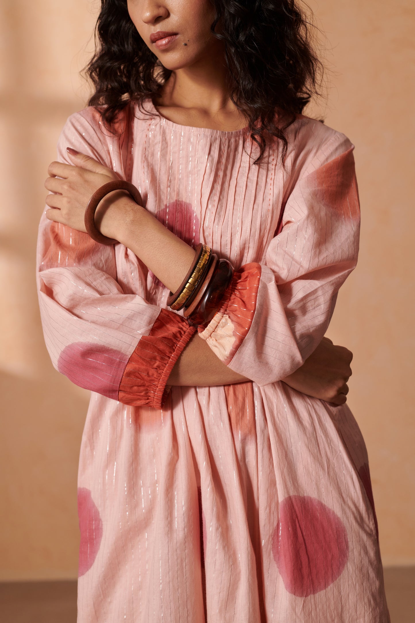 Eclat Blush & Terracotta Lurex Dress