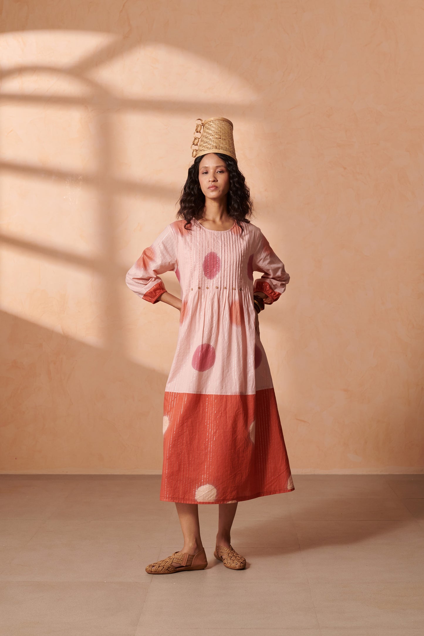 Eclat Blush & Terracotta Lurex Dress