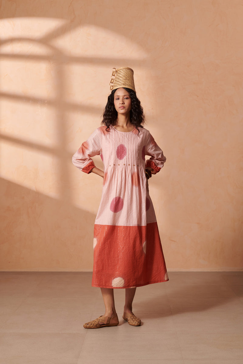 Eclat Blush & Terracotta Lurex Dress