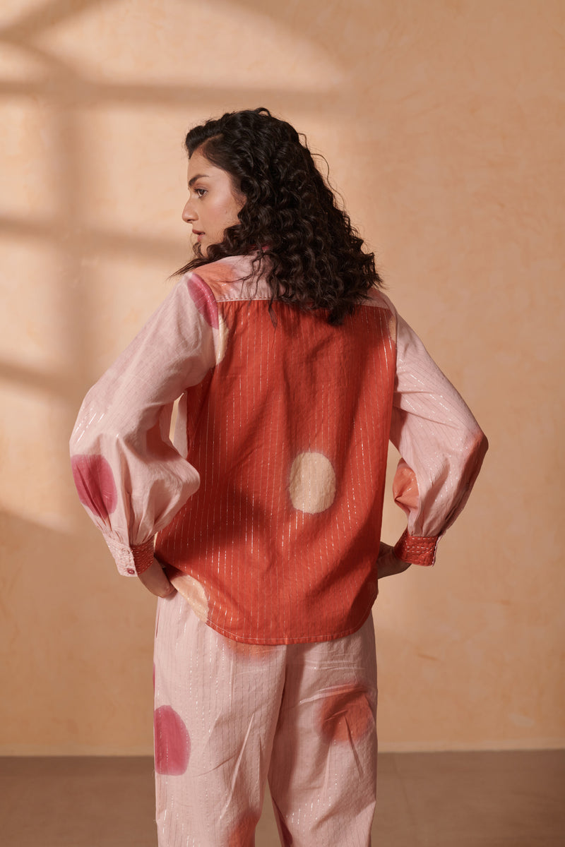 Vivia Blush & Terracotta Lurex Shirt