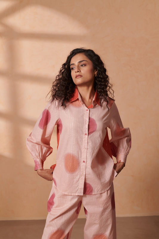 Vivia Blush & Terracotta Lurex Shirt