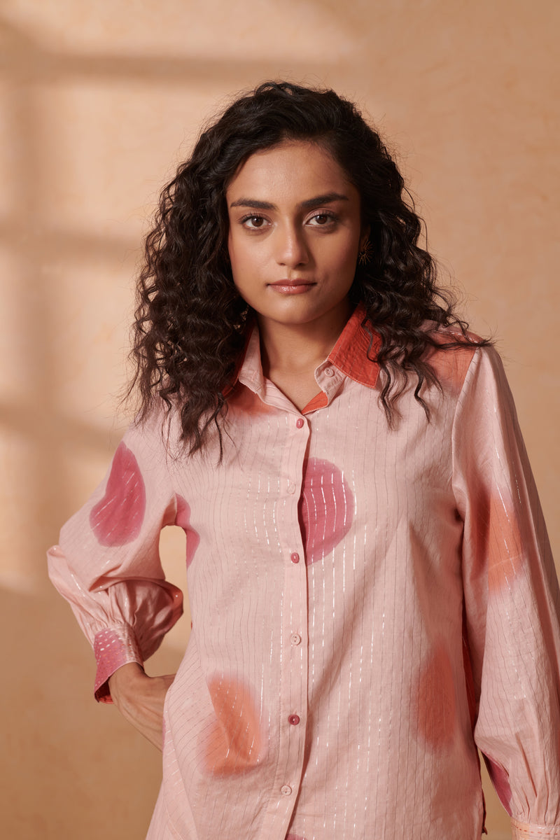Vivia Blush & Terracotta Lurex Shirt