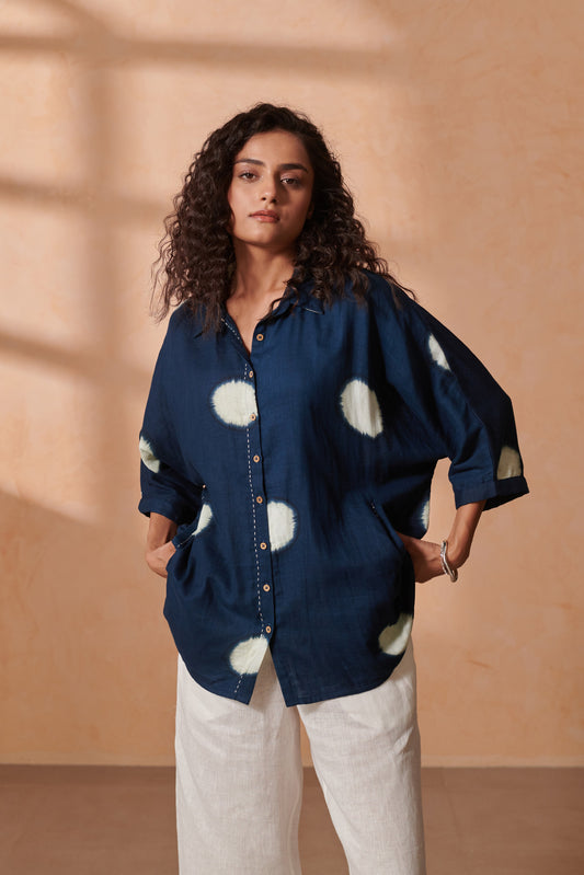 May Indigo Dot Boxy Shirt