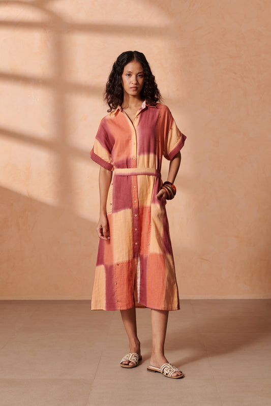 Stella Caramel Check Shirt-Dress