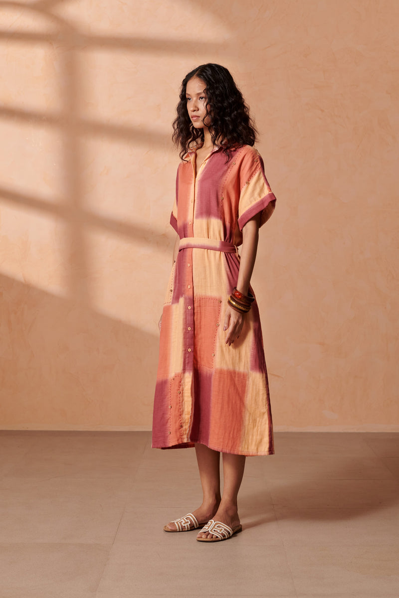 Stella Caramel Check Shirt-Dress