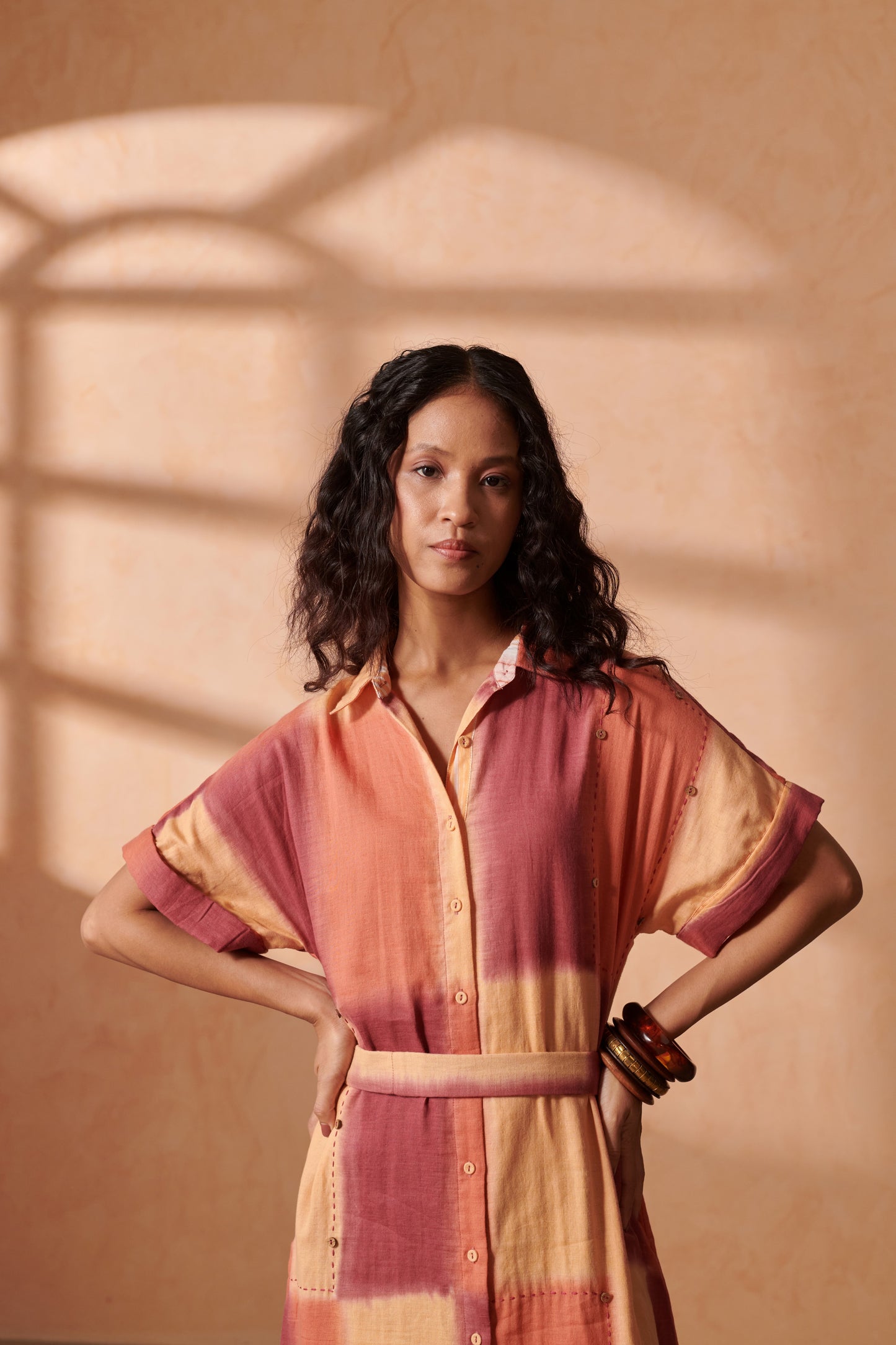 Stella Caramel Check Shirt-Dress