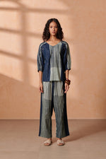Lia Indigo Striped Lurex Top
