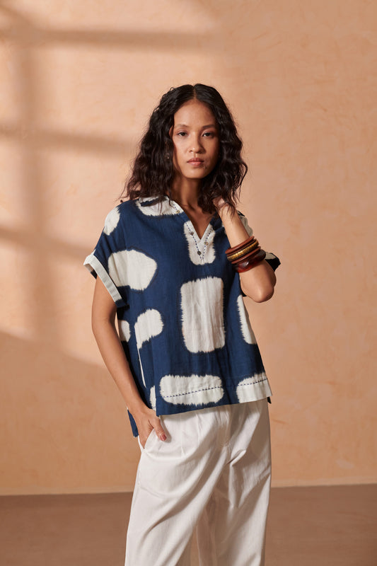 Ziva Indigo Drop Shoulder Top