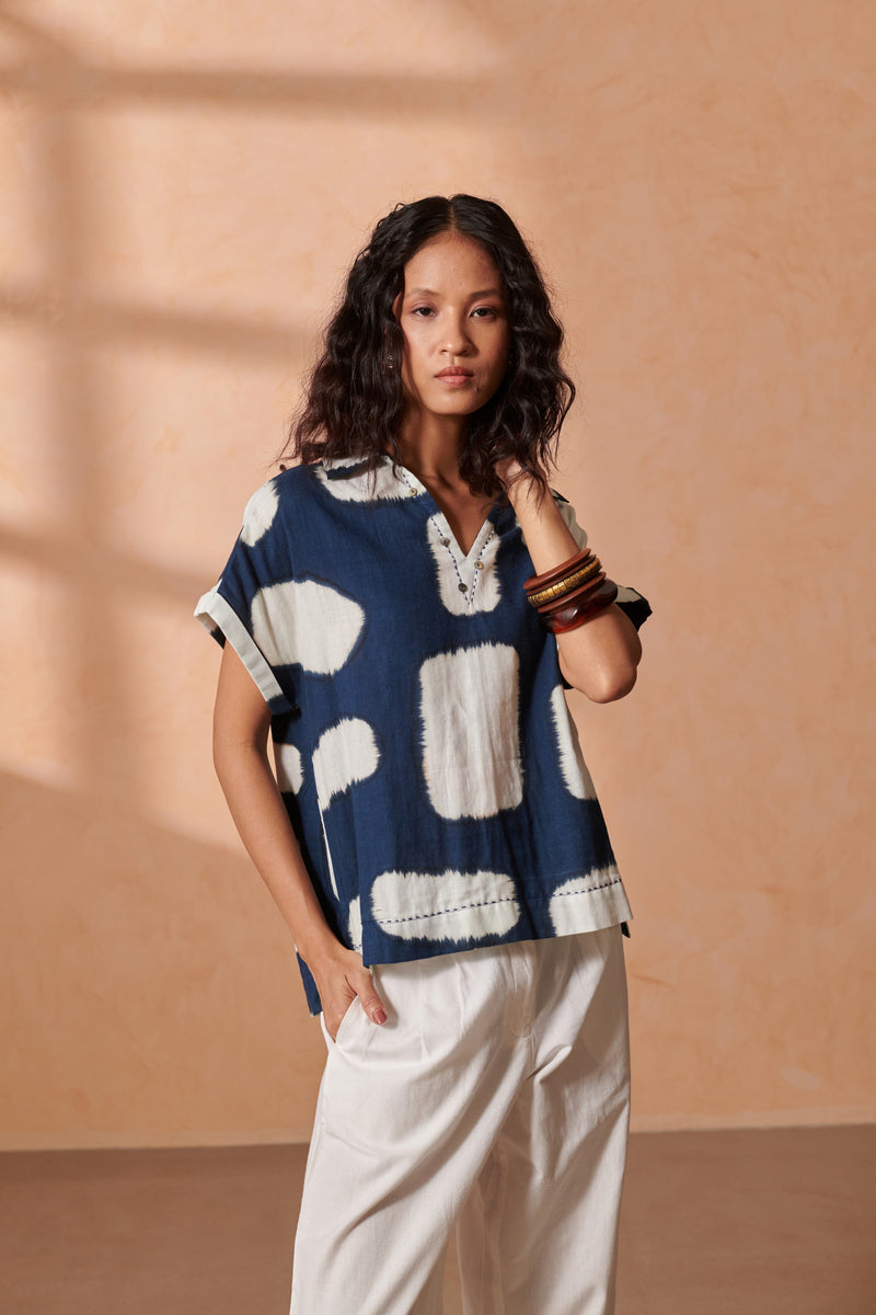 Ziva Indigo Drop Shoulder Top