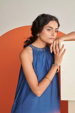 Lara Blue Rose Ombre Halter Dress