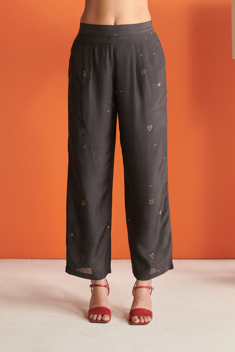 Black Cosmos Straight Pants