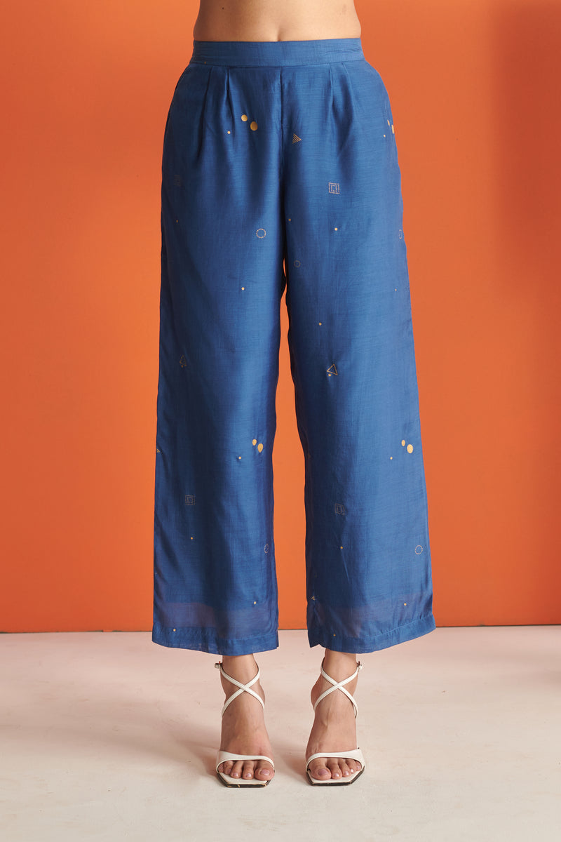 Blue Cosmos Straight Pants
