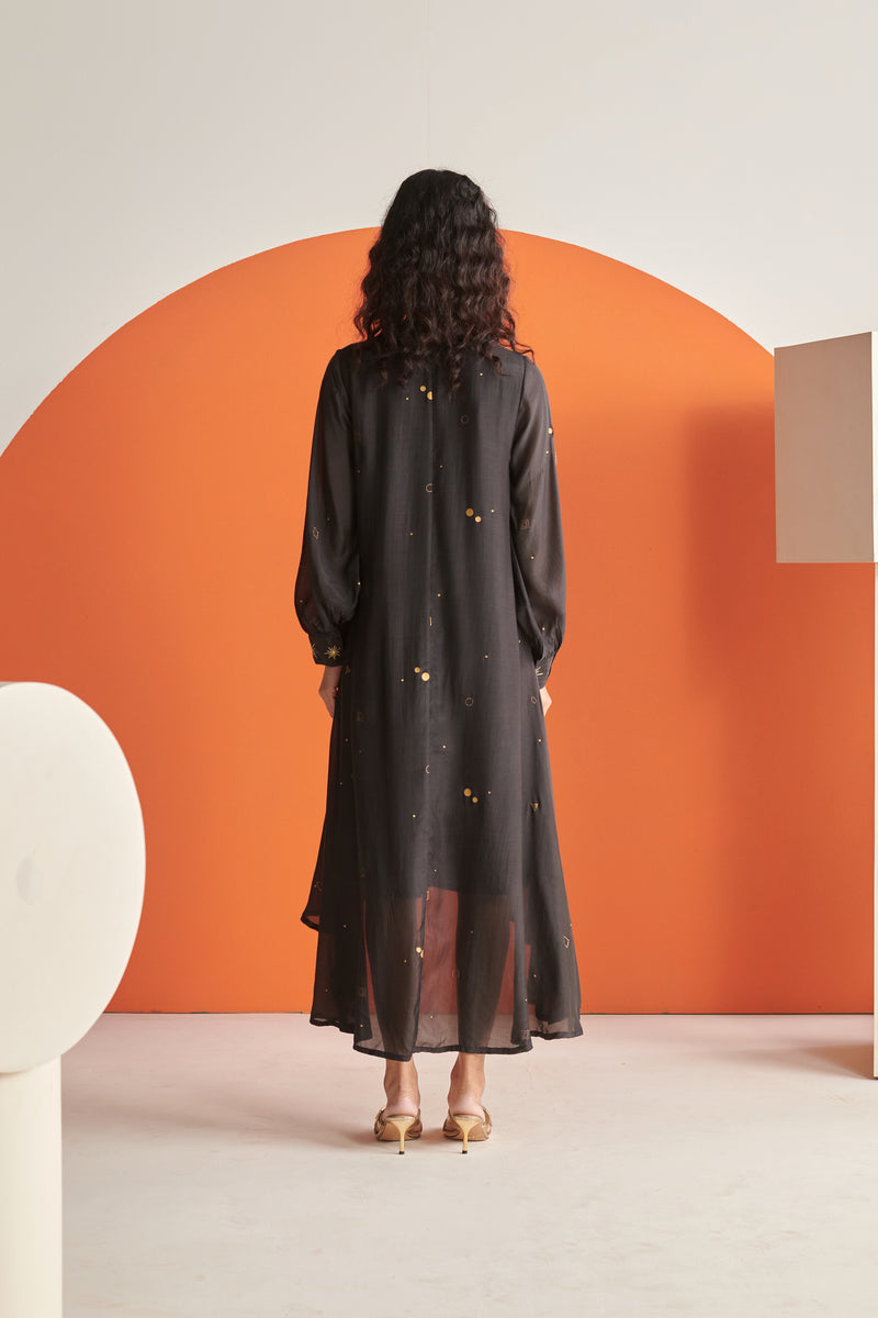 Celeste Black Cosmos High Low Dress