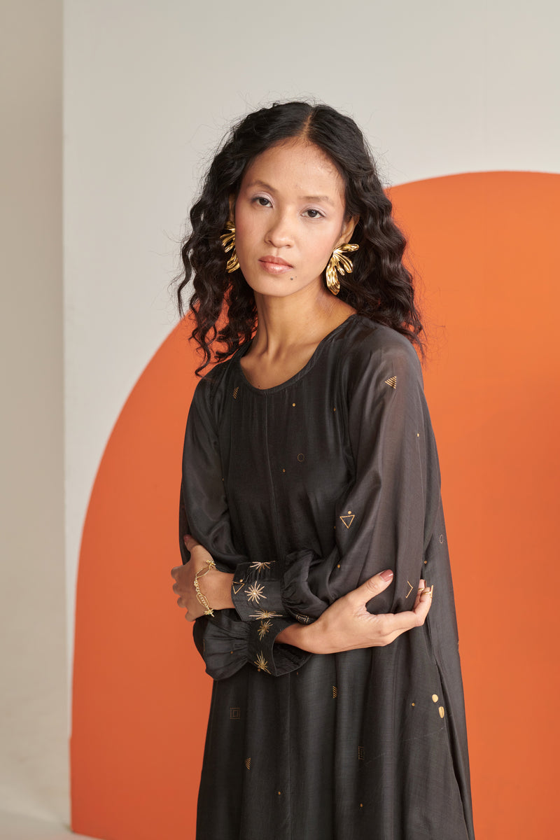 Celeste Black Cosmos High Low Dress