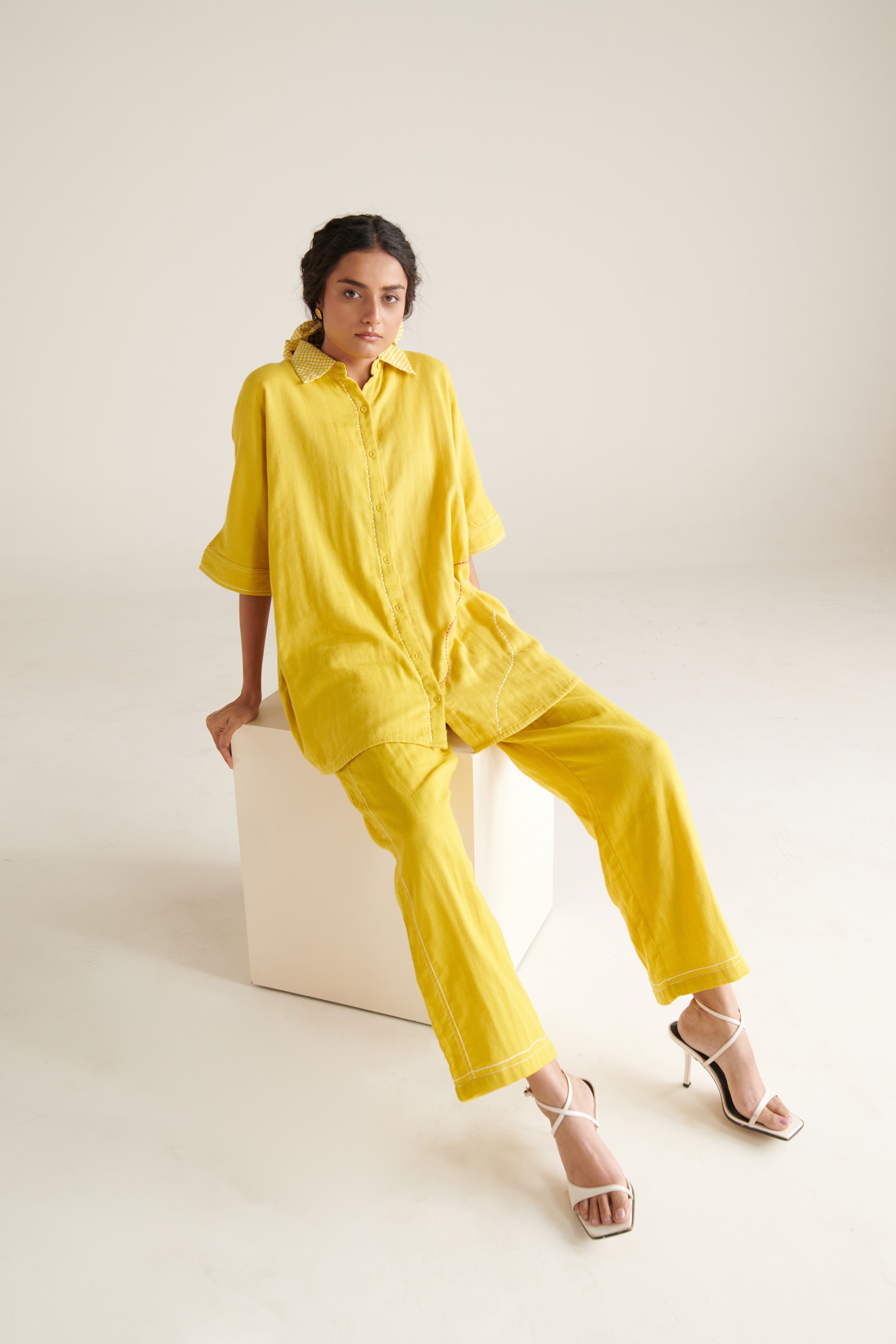 Mira Yellow Green Boxy Long Shirt