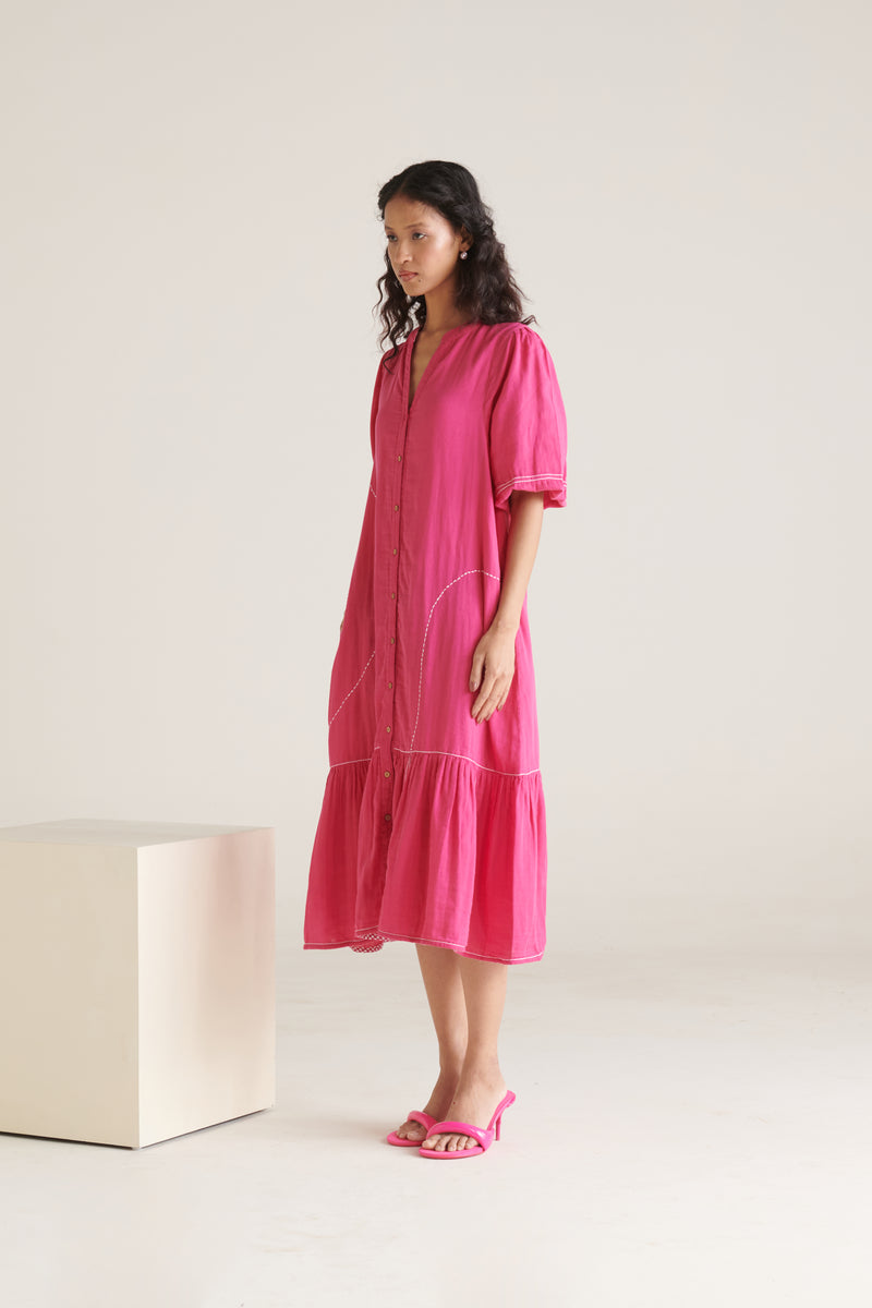 RHYS Bright Pink Balloon Sleeve Dress