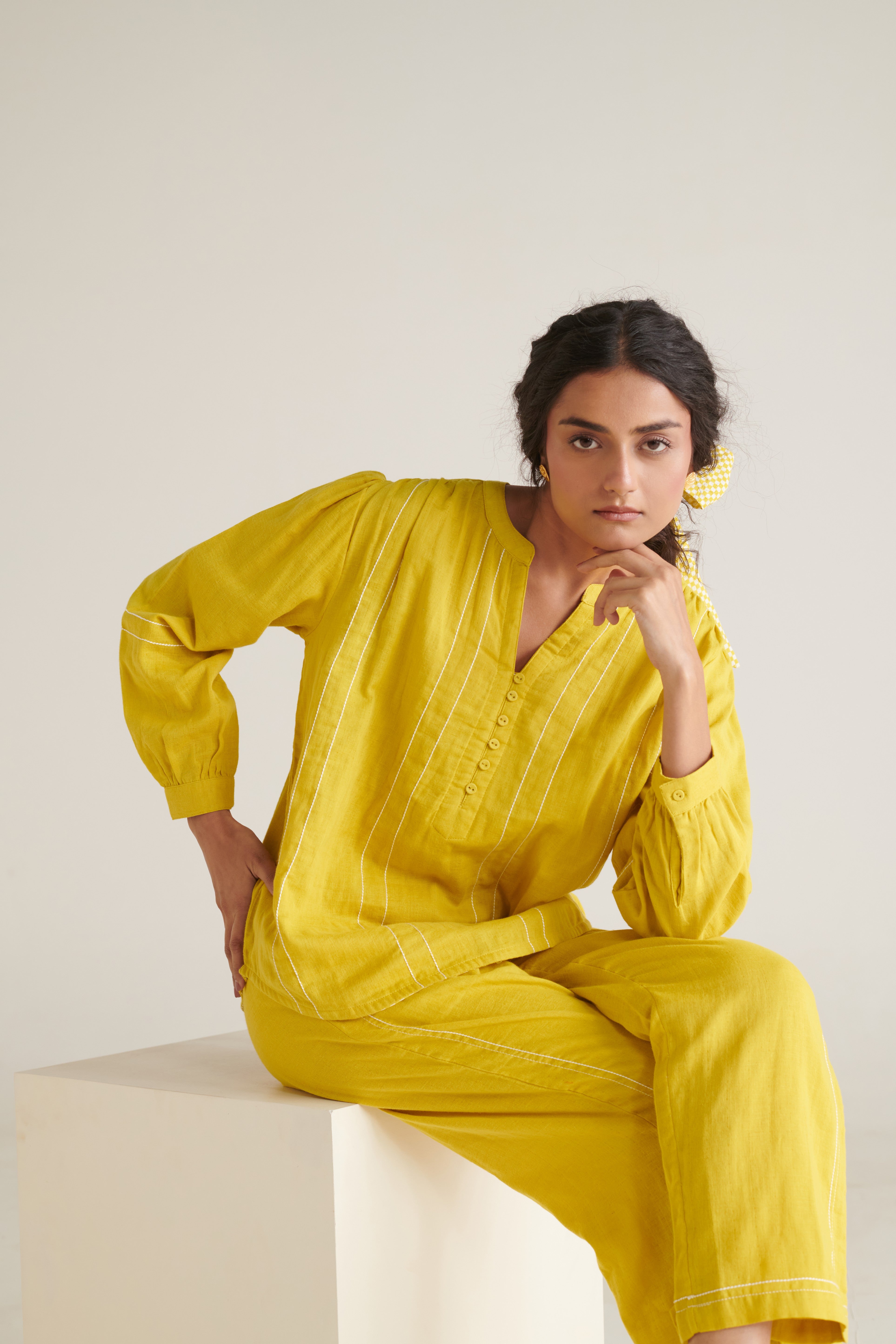 Bloom Yellow Green Relaxed Fit Top