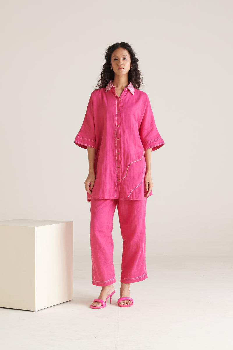 Mira Bright Pink Boxy Long Shirt