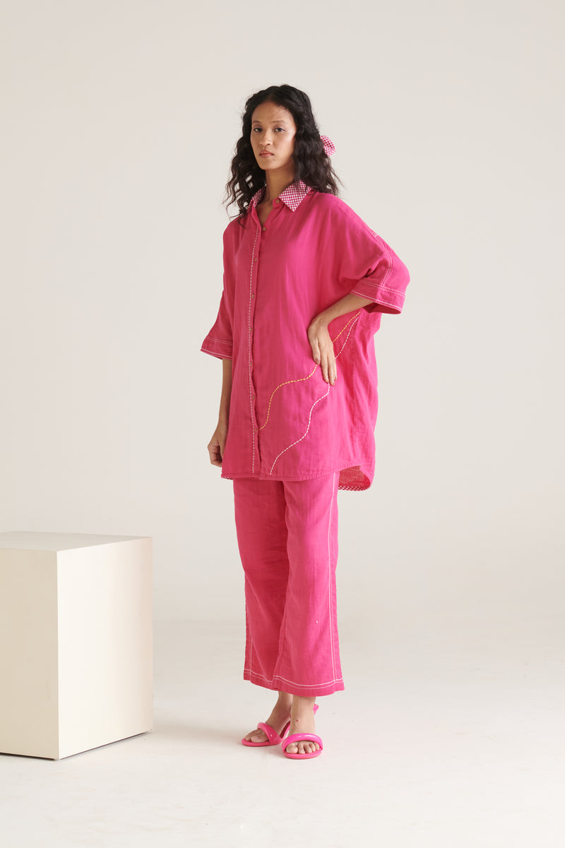 Mira Bright Pink Boxy Long Shirt