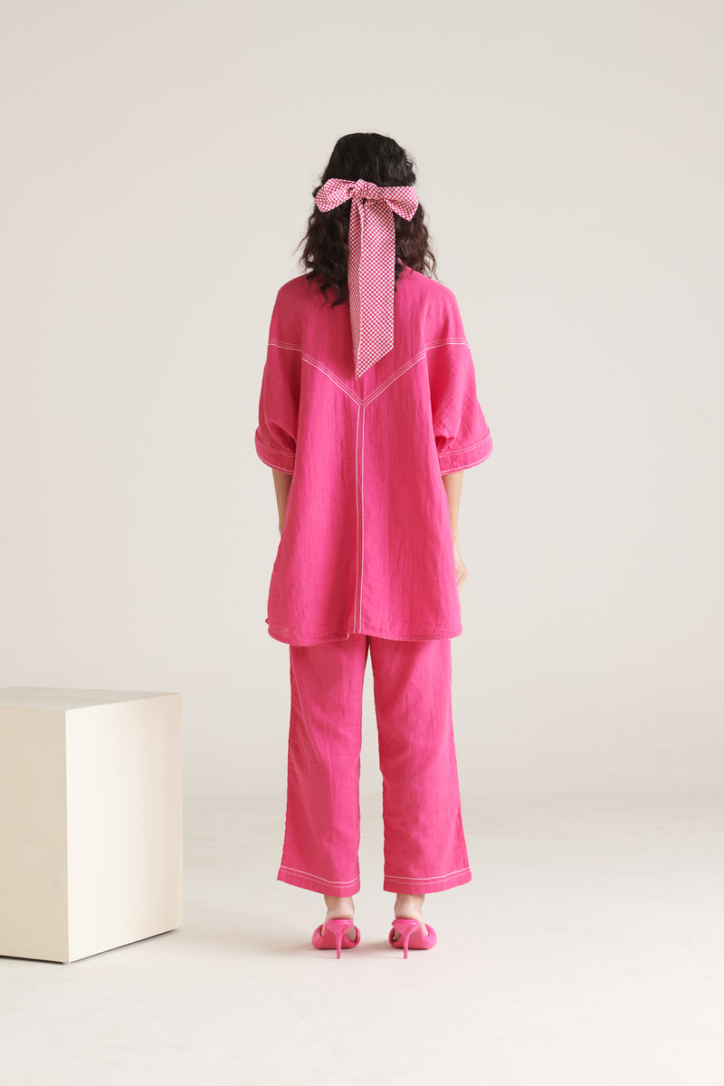 Mira Bright Pink Boxy Long Shirt