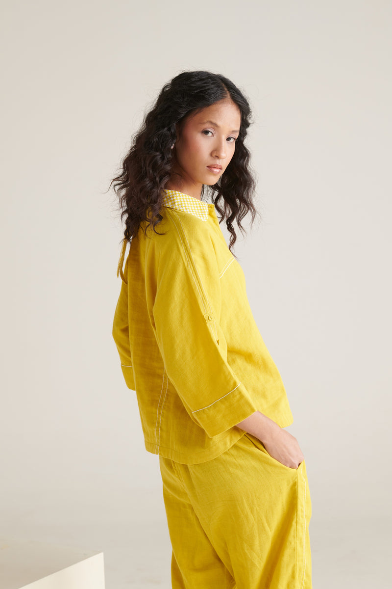 Arlo Yellow Green Boxy Short Shirt