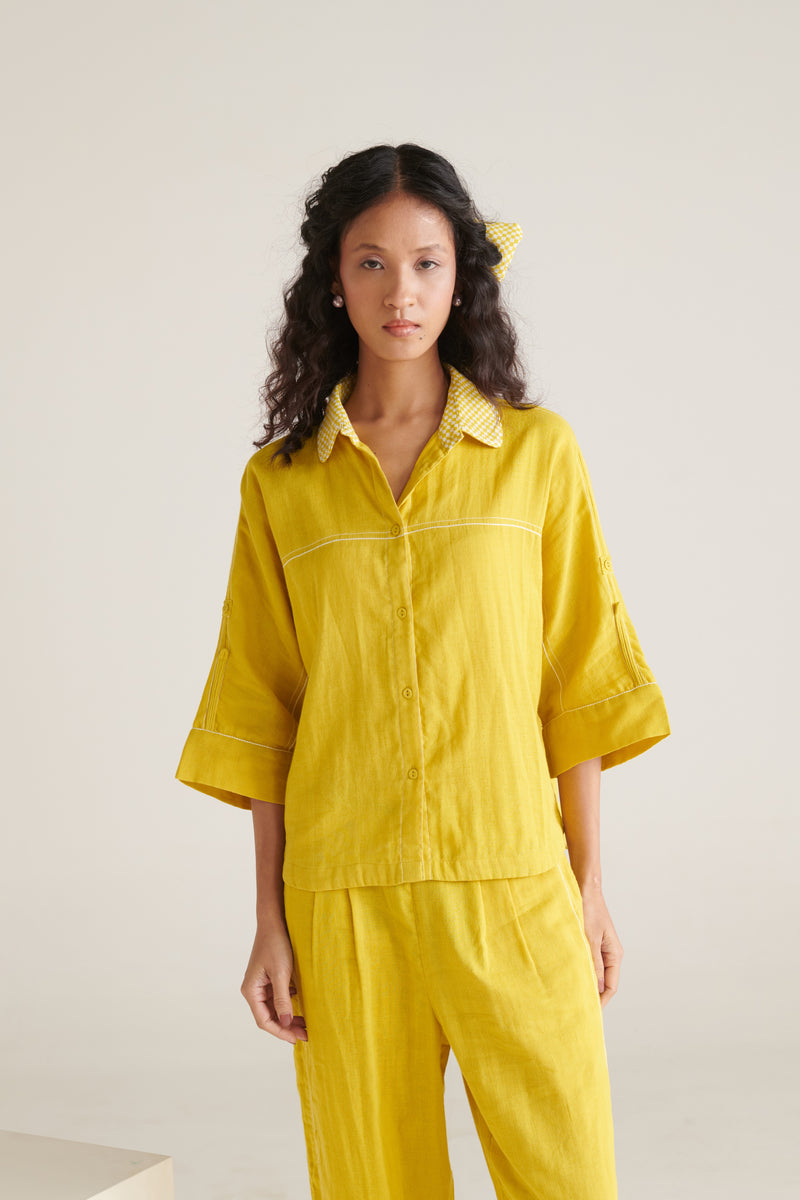 Arlo Yellow Green Boxy Short Shirt