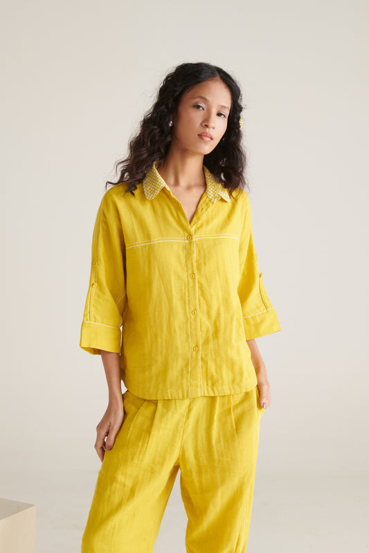 Arlo Yellow Green Boxy Short Shirt
