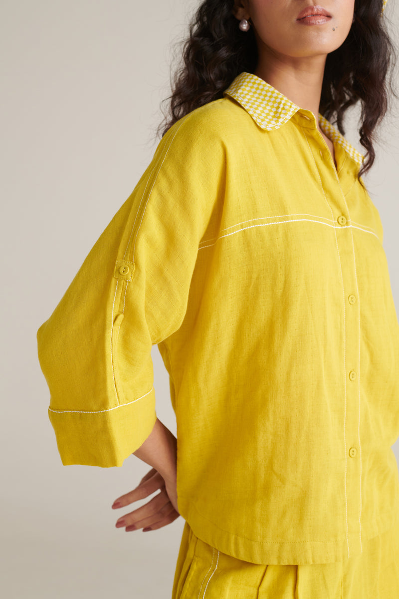Arlo Yellow Green Boxy Short Shirt