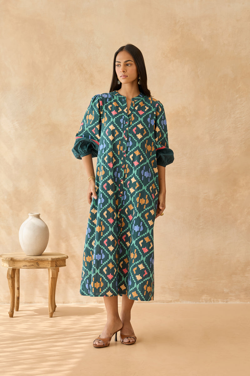 Myra Forest Green Dress