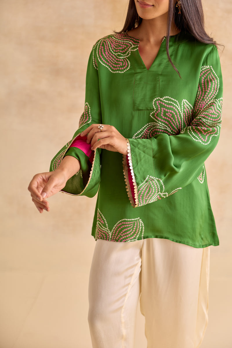Meher Green Bell Sleeve Tunic