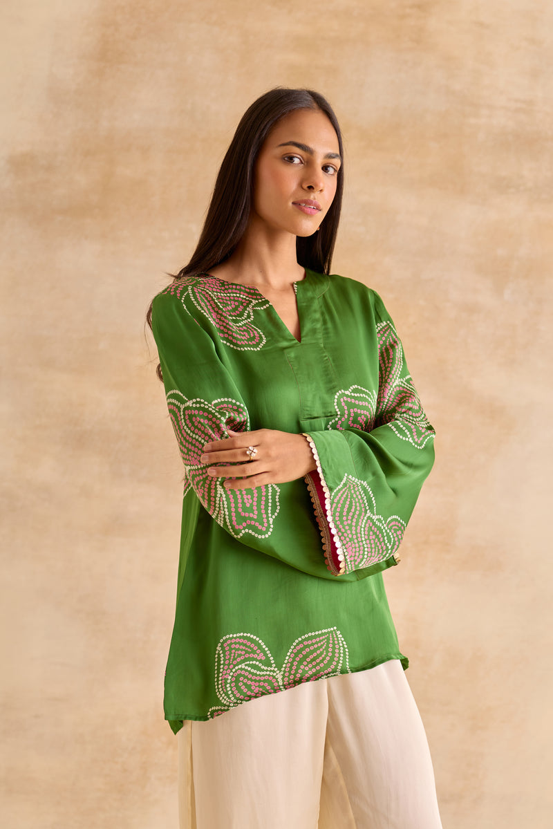 Meher Green Bell Sleeve Tunic