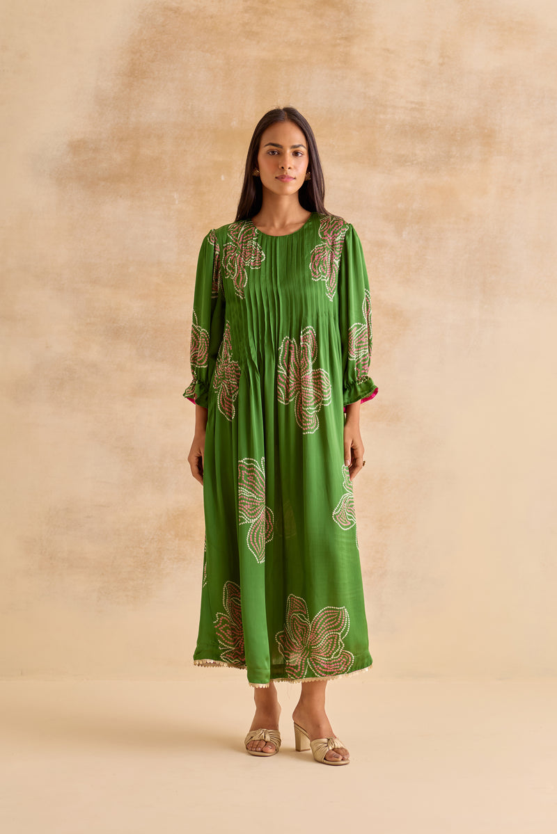 Amber Green Pintuck Dress