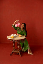 Amber Green Pintuck Dress