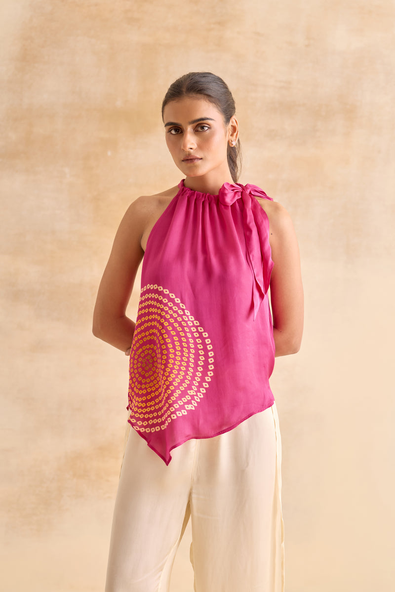 Muse Fuchsia Handkerchief Halter Top