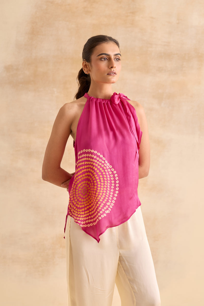 Muse Fuchsia Handkerchief Halter Top