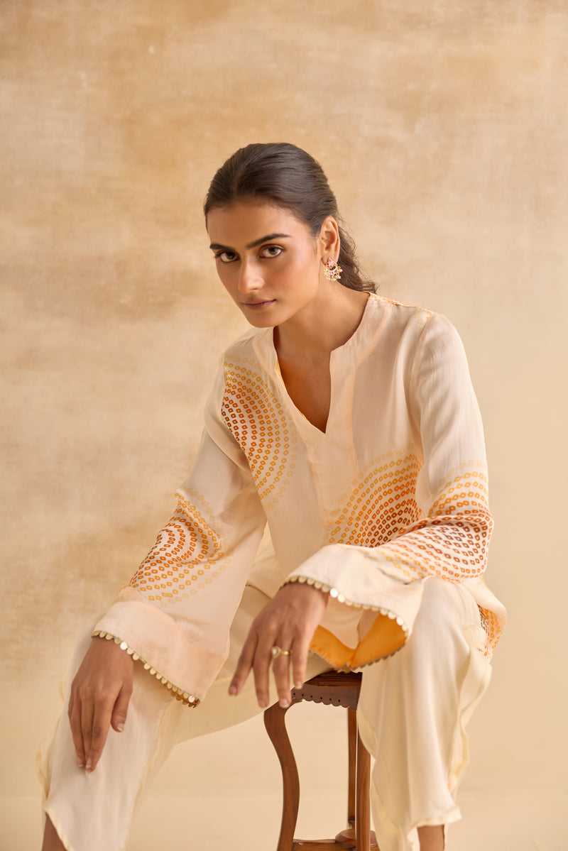 Meher Ivory Bell Sleeve Tunic