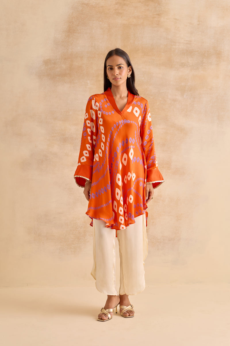 Sylvie Orange Bandhej Tunic