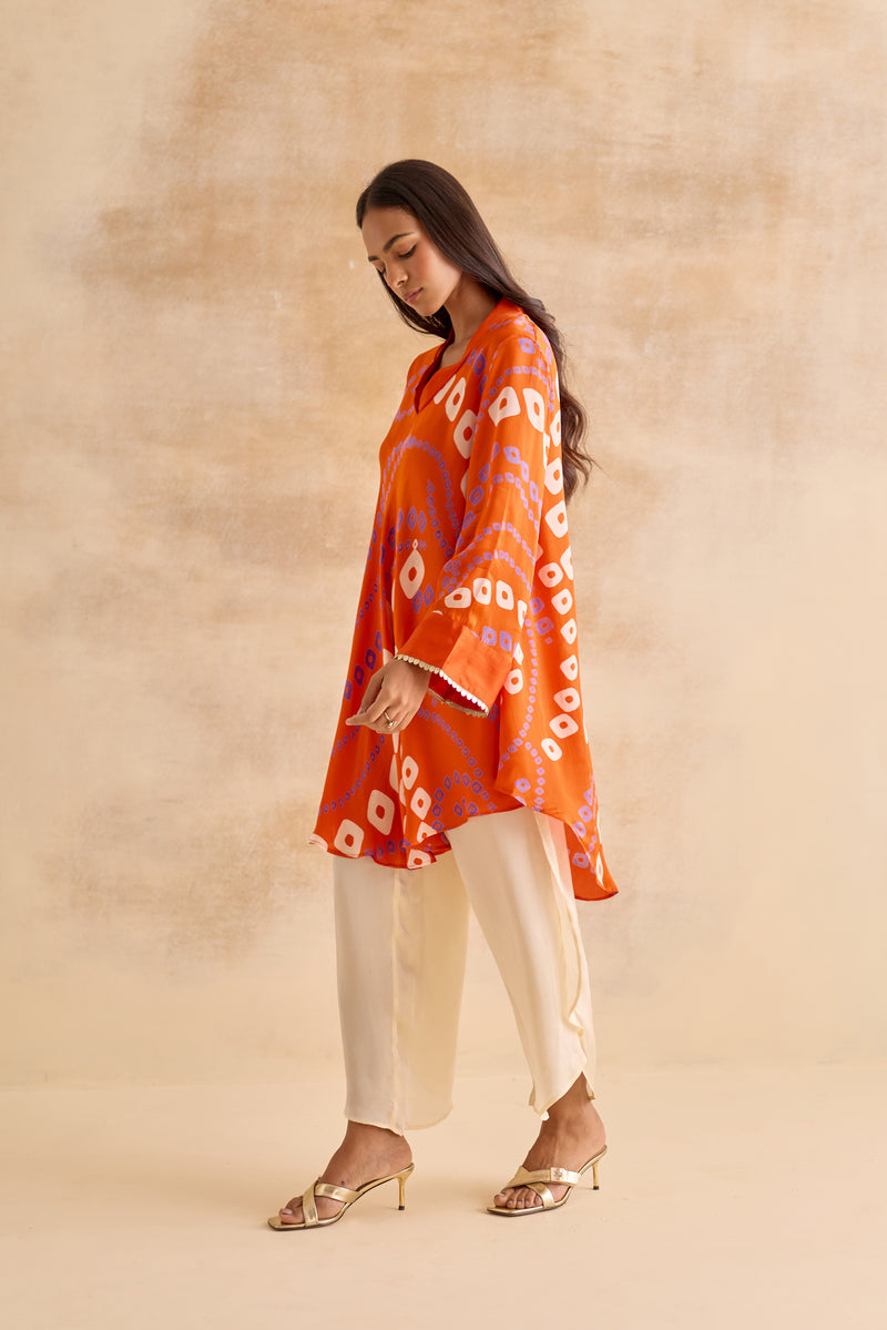 Sylvie Orange Bandhej Tunic