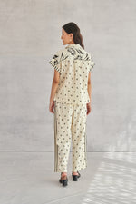 Ziva Creme Printed Boxy Top