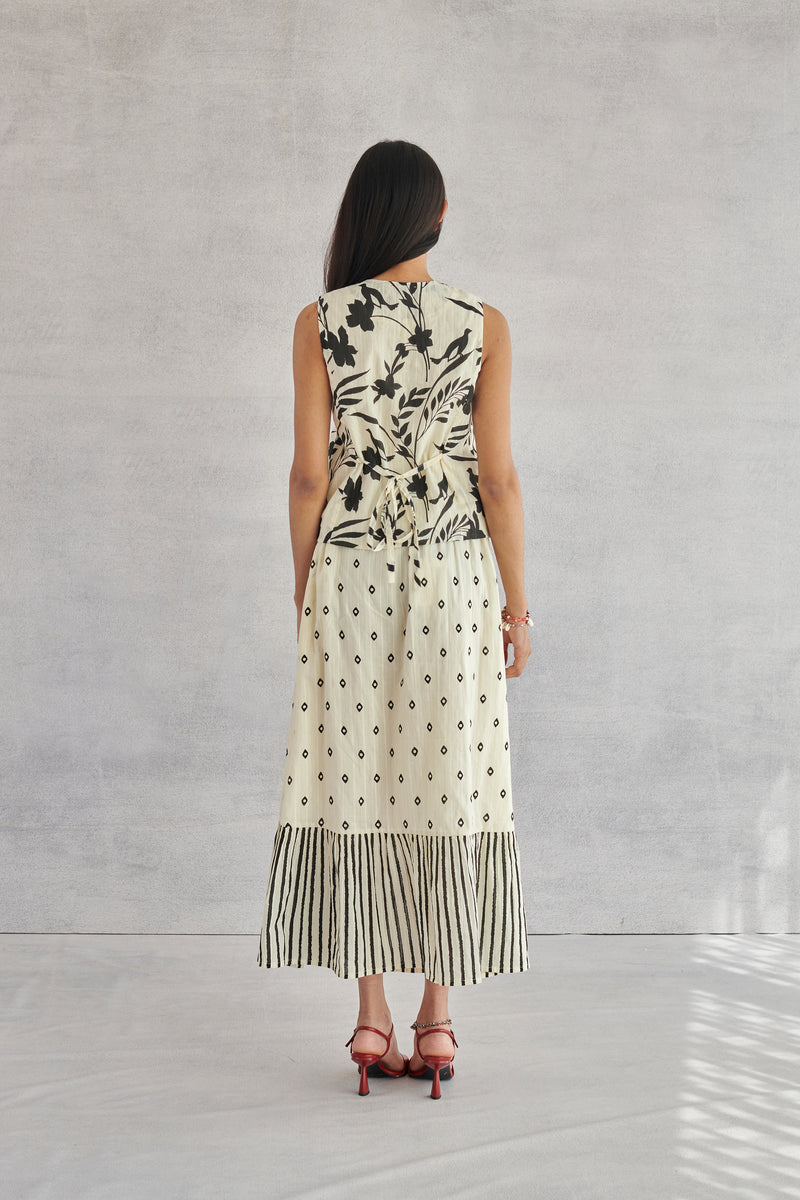 Rio Creme Printed Waistcoat