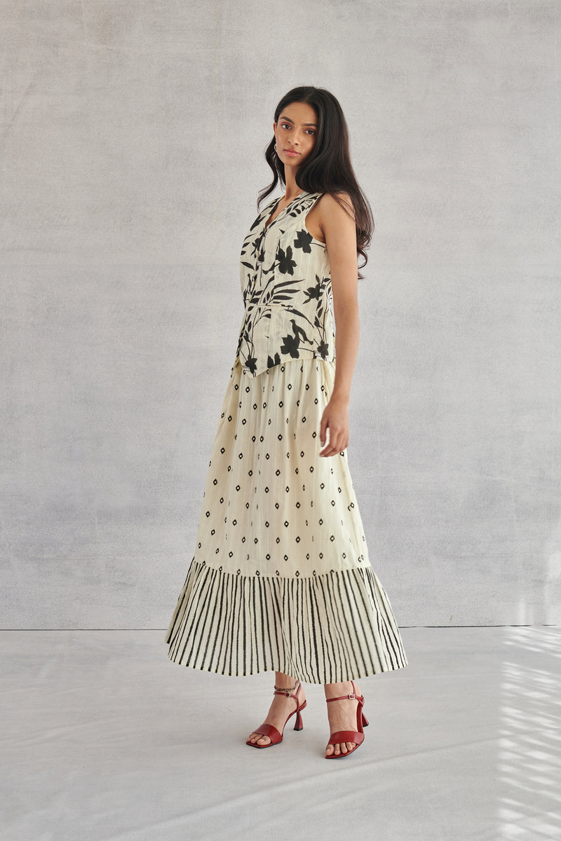 Rio Creme Printed Waistcoat