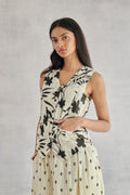 Rio Creme Printed Waistcoat