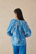 Plush Blue All Over Floral Top